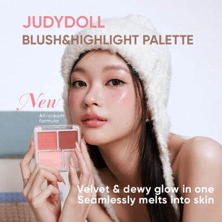 Judydoll 2 in 1 Blush Highlight Palette