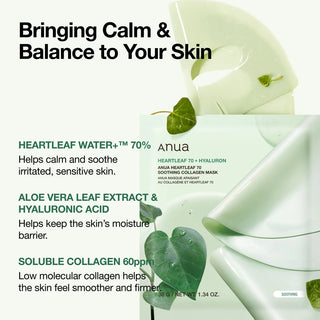 ANUA Heartleaf 70 Soothing Collagen Mask (4 Sheets)