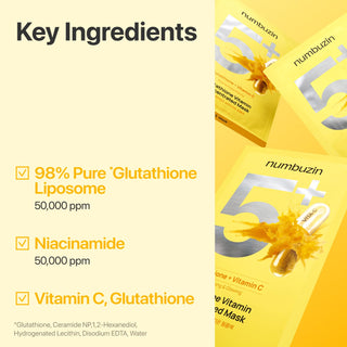 Numbuzin No.5+ Glutathione Vitamin Concentrated Sheet Mask (5 Sheets)