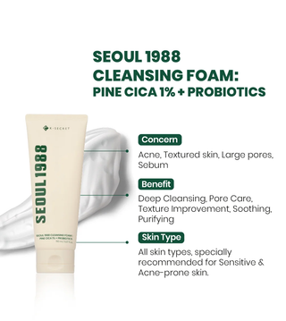 K-SECRET SEOUL 1988 Pine Cica 1% + Probiotics Cleansing Foam