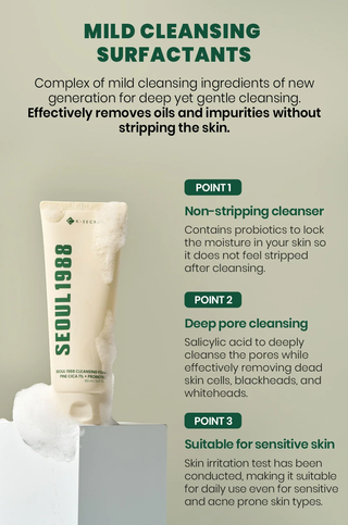 K-SECRET SEOUL 1988 Pine Cica 1% + Probiotics Cleansing Foam