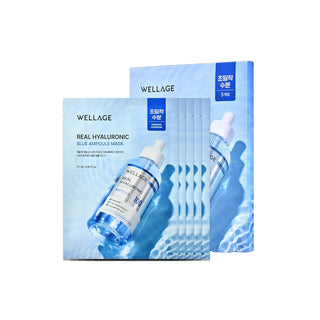 WELLAGE Real Hyaluronic Blue Ampoule Face Mask (5 Sheets)
