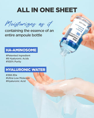 WELLAGE Real Hyaluronic Blue Ampoule Face Mask (5 Sheets)