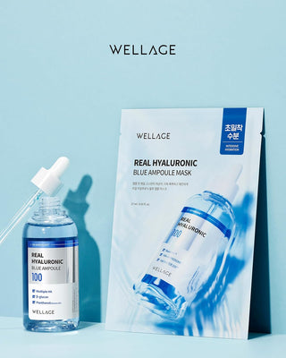 WELLAGE Real Hyaluronic Blue Ampoule Face Mask (5 Sheets)